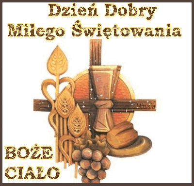 Kartka z brokatowym napisem Boże Ciało